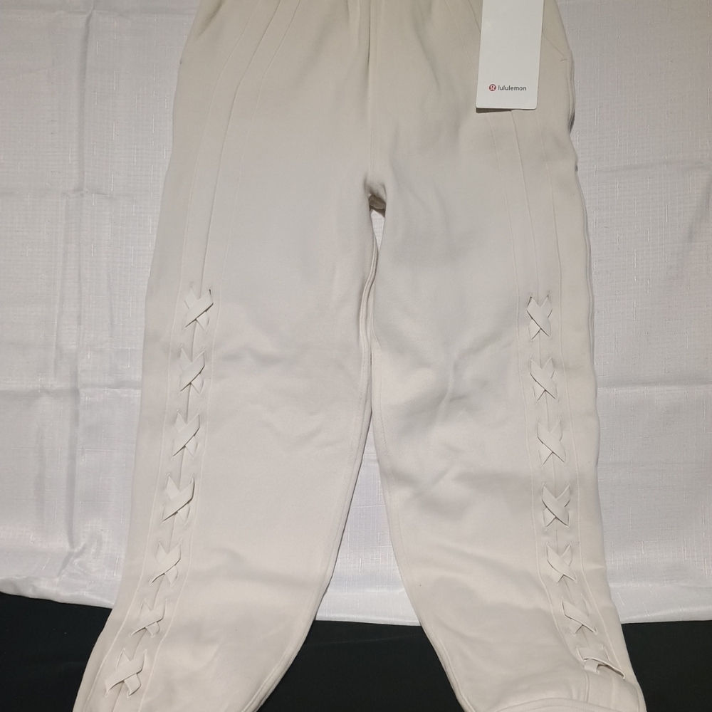 Lululemon Athletica Cream Joggers with Side Lace Detailing